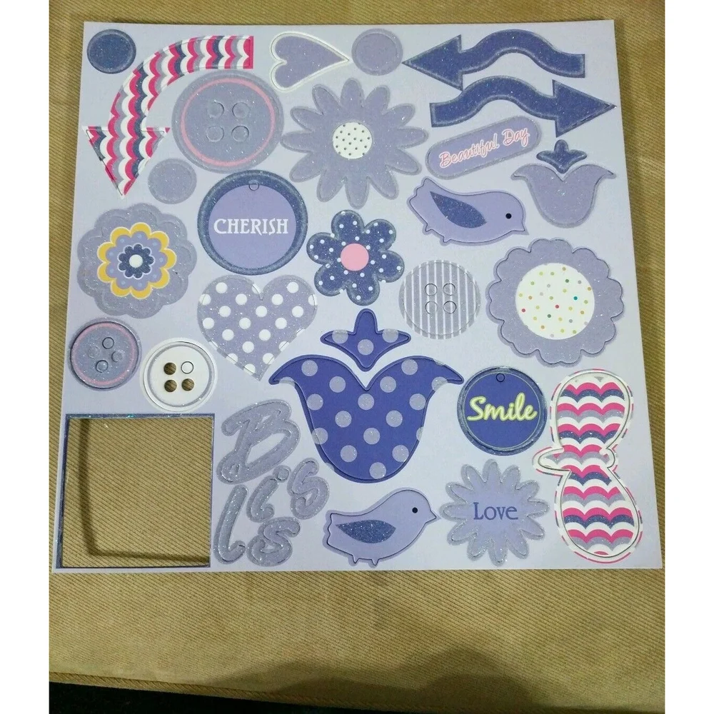 3 Birds- Sticky Sparkly Letters & Shapes Scrapbook - 8 large sheets